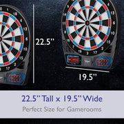 by GLD Products 777 Electronic Dartboard Sport Size over 40 Games Auto-Scoring LCD Cricket Display Impact-Tough Target for Lasting Durability and Ultra-Thin Spider for Fewer Bounce Outs with Soft Tip Darts, Black, One Size