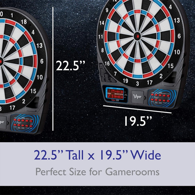 by GLD Products 777 Electronic Dartboard Sport Size over 40 Games Auto-Scoring LCD Cricket Display Impact-Tough Target for Lasting Durability and Ultra-Thin Spider for Fewer Bounce Outs with Soft Tip Darts, Black, One Size