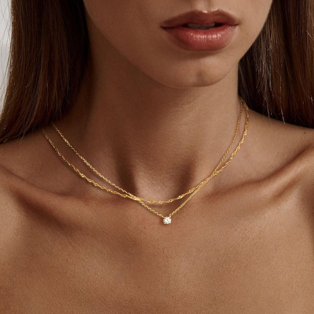 Diamond Necklaces for Women, Dainty 14K Gold/Sterling Silver Choker Necklace Simple Gold Plated CZ Jewelry Necklaces for Women Trendy Gifts