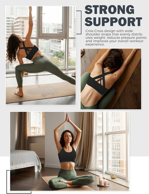 Sports Bras for Women, High Support Criss Cross Back Bras for Large Bust, High Impact Strappy Yoga Workout Bra