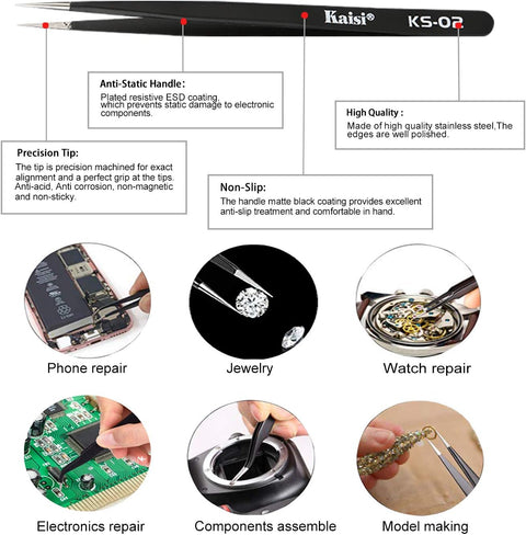 6 Pcs Double Sided Soldering Assist Aid Repair Tool with 2 Precision Tweezers for Electronics Repair and Soldering