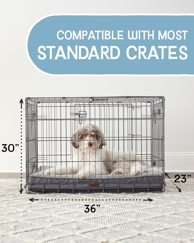 35 Inch Orthopedic Waterproof & Machine Washable Dog Bed for Medium Large Pets, 20D Egg Crate Foam Stable Support, Non-Slip Bottom and Removable Cover, Tear-Resistant Invisible Zipper(Gray)