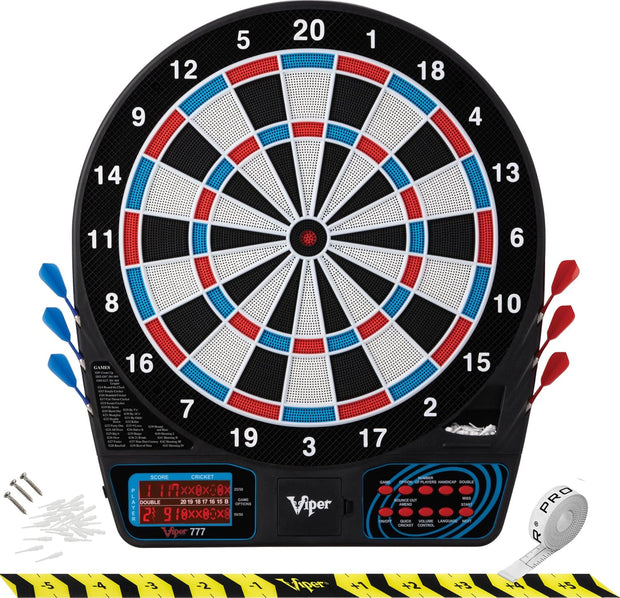 by GLD Products 777 Electronic Dartboard Sport Size over 40 Games Auto-Scoring LCD Cricket Display Impact-Tough Target for Lasting Durability and Ultra-Thin Spider for Fewer Bounce Outs with Soft Tip Darts, Black, One Size