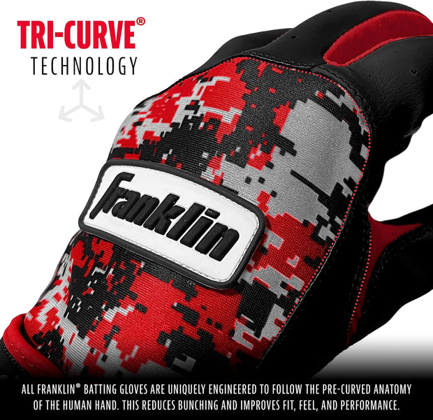 MLB Youth Batting Gloves - Digitek Camo Baseball + Softball - Premium Leather - Many Sizes + Colors - Youth
