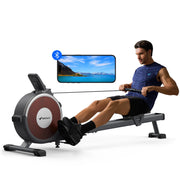 Rowing Machine Magnetic Rower Machine for Home 16 Levels of Quiet Resistance Dual Slide Rail Max 350Lb Weight Capacity