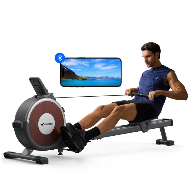 Rowing Machine Magnetic Rower Machine for Home 16 Levels of Quiet Resistance Dual Slide Rail Max 350Lb Weight Capacity