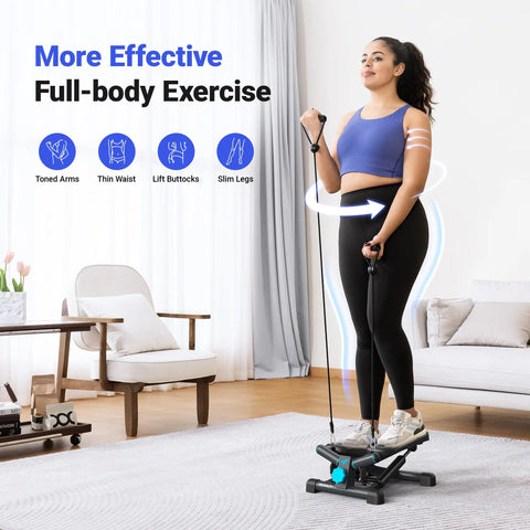 Mini Stepper for Exercise Twist Stair Stepper 330LBS Capacity Stepper Exercise Equipment with Resistance Band for Fitness