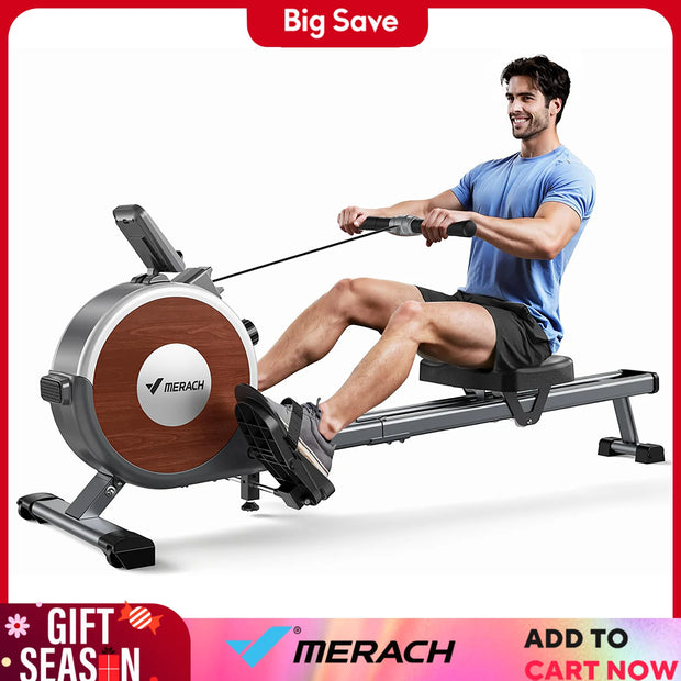 Rowing Machine Magnetic Rower Machine for Home 16 Levels of Quiet Resistance Dual Slide Rail Max 350Lb Weight Capacity