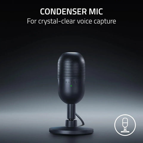 Seiren V3 Mini Usb Microphone: Condenser Mic - Supercardioid Pickup Pattern - Tap-To-Mute Sensor with Led Indicator - Sho