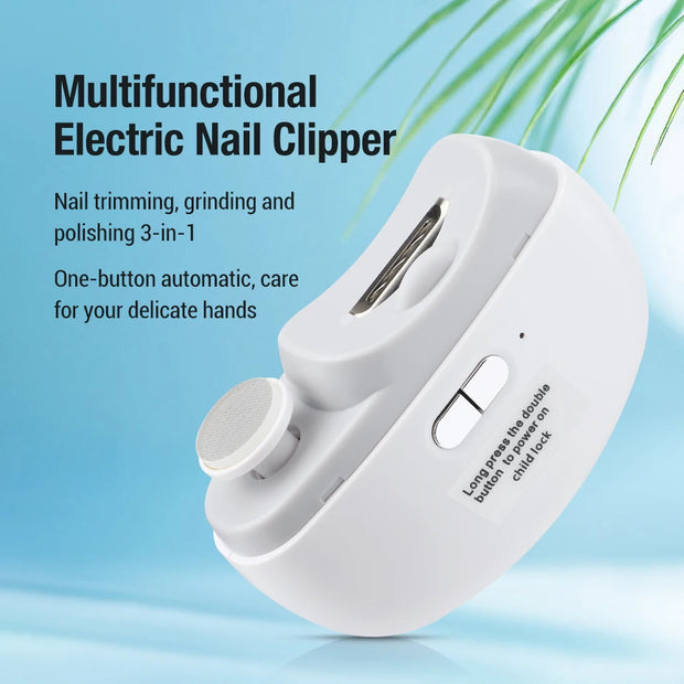 2 in 1 Electric Nail Clippers Manicure Anti-Splash Nail Trimmer for Baby Finger Toe Scissors Pedicure Thick Nails Cutter Tools