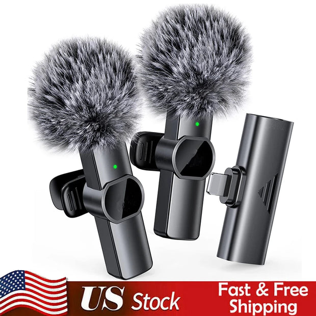Wireless Lavalier Microphone Portable Noise Reduction Mini Microphone Audio Video Live Interview Recording for Iphone Mic