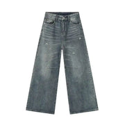 American Style Men'S Denim Pants Washing Fashion Loose Men'S Straight Trousers Casual Wide Leg Jeans New Summer 2024 9C6303
