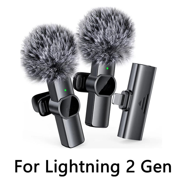 Wireless Lavalier Microphone Portable Noise Reduction Mini Microphone Audio Video Live Interview Recording for Iphone Mic