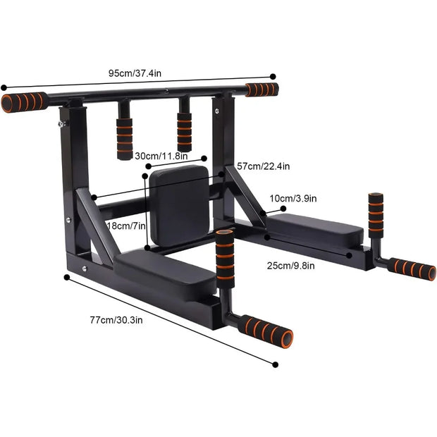 Multi-Grip Wall Mount Pull-Up Bar Dip Station Home Fitness Equipment Gym and Fitness Heavy