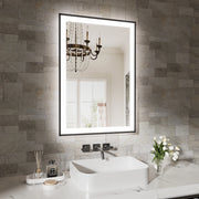 Smart Anti-Fog LED Bath Mirror with Backlight + Front Light, 3-Color and Brightness Adjustable, Memory, Wall Switche