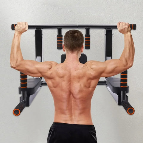 Multi-Grip Wall Mount Pull-Up Bar Dip Station Home Fitness Equipment Gym and Fitness Heavy