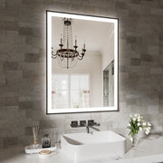 Smart Anti-Fog LED Bath Mirror with Backlight + Front Light, 3-Color and Brightness Adjustable, Memory, Wall Switche