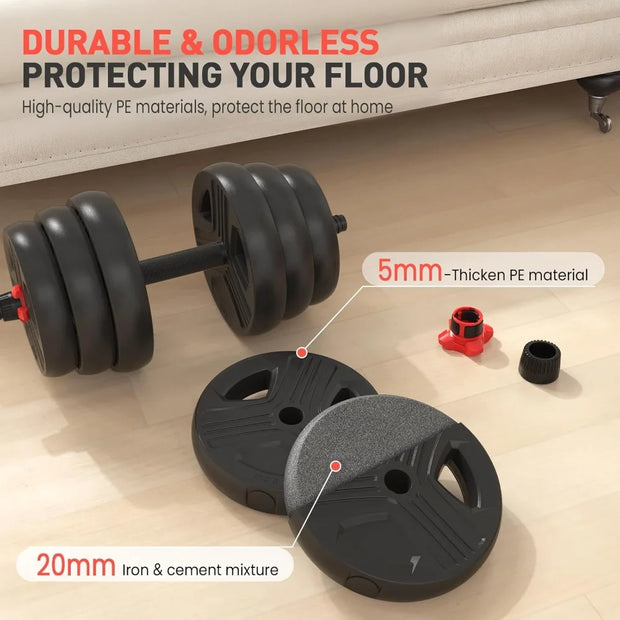 Adjustable Dumbbells, 20/30/40/55/60/70/80/90Lbs Free Weights Dumbbells Convertible 2 or 3 in 1 Set