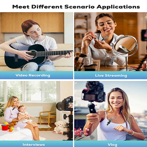 Wireless Lavalier Microphone Portable Noise Reduction Mini Microphone Audio Video Live Interview Recording for Iphone Mic