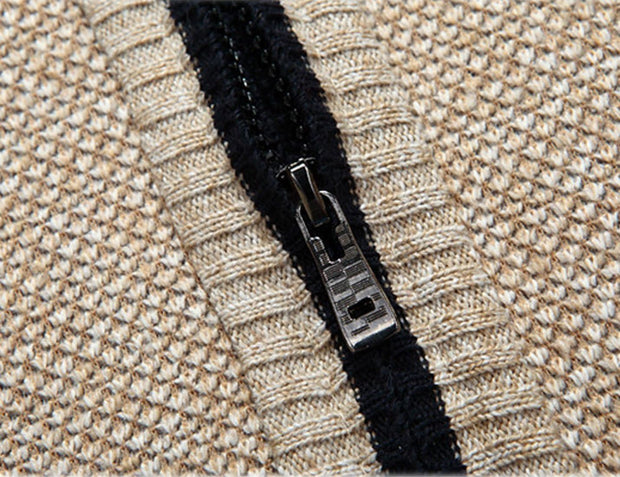Men'S Casual Slim Full Zip Thick Knitted Cardigan Sweaters with Pockets
