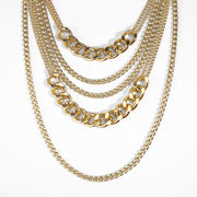 Chunky Gold Necklaces for Women,Multilayer Punk 80S Hip Hop Necklace,Layered Cuban Link Chain Statement Necklace 90S Freaknik Outfit Accessories for Women