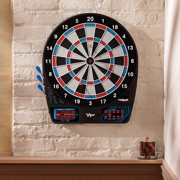 by GLD Products 777 Electronic Dartboard Sport Size over 40 Games Auto-Scoring LCD Cricket Display Impact-Tough Target for Lasting Durability and Ultra-Thin Spider for Fewer Bounce Outs with Soft Tip Darts, Black, One Size
