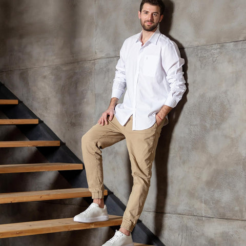 Mens Slim Fit Joggers Elastic Waist Cotton Casual Pants with Pockets Tapered Joggers XS-3XL Hiking Lounging
