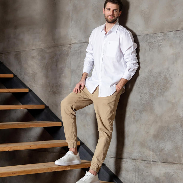 Mens Slim Fit Joggers Elastic Waist Cotton Casual Pants with Pockets Tapered Joggers XS-3XL Hiking Lounging