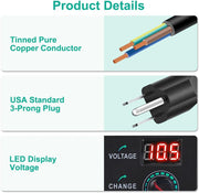 Universal Power Supply 3V~24V 3A 72W Adjustable Variable 3V 5V 9V 12V 18V 20V 24V AC/DC Adapter Charger, 100V-240V AC to DC Converter with 14 Tips, Polarity Converter and 4-Way Power Splitter Cable
