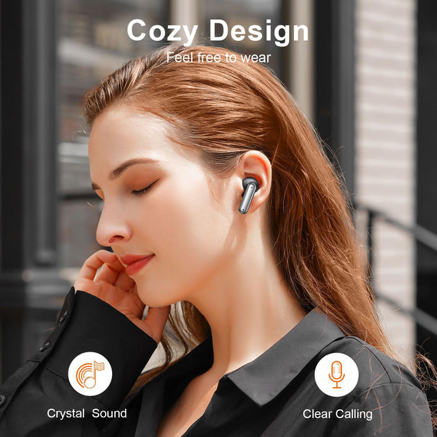 Wireless Earbuds, 2025 Bluetooth Headphones, 50Hrs Stereo Deep Bass Ear Buds with Power Display Charging Case, Buit in Mic, IPX5 Waterproof Headset for Iphone Andriod Phones