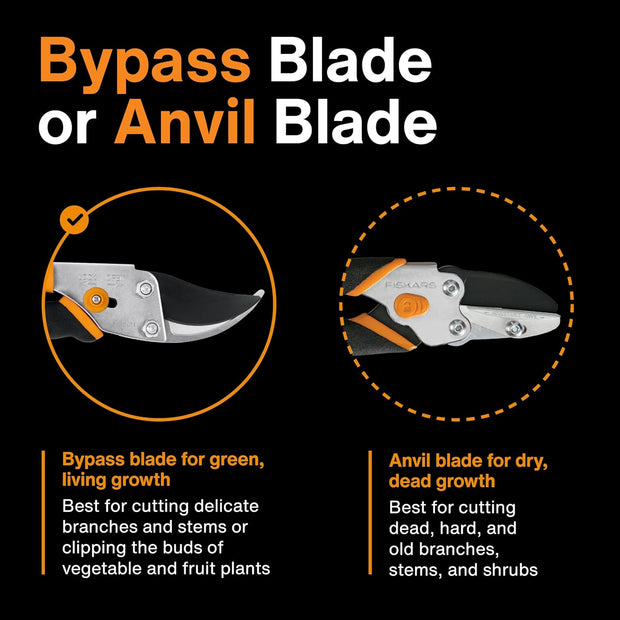 Bypass Pruning Shears, 5/8-Inch Cut Capacity Garden Clippers, Gardening Scissors with Sharp, Rust Resistant Steel Blade