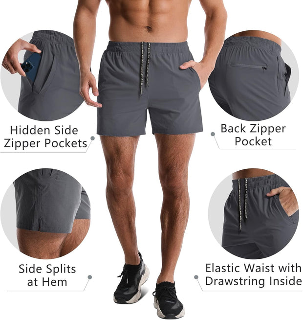 2 Pack Mens Athletic Shorts 5 Inch Quick Dry Gym Workout Shorts Men Lightweight Sports Running Shorts with Pockets