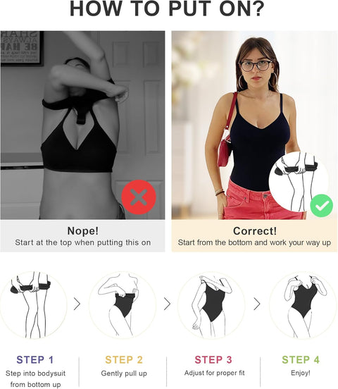 Women'S Shapewear Bodysuit Tummy Control Body Shaper Seamless Sculpting Snatched Waist Body Suit
