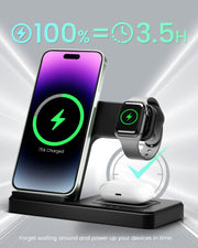 Wireless Charger Iphone Charging Station: 3 in 1 Charger Stand Multiple Devices for Apple - Iphone 16E 16 15 14 Pro Max 13 12 11 - Watch 10 9 8 7 6 5 4 3 2 SE and Ultra Series - Airpods 4 3 2 Pro