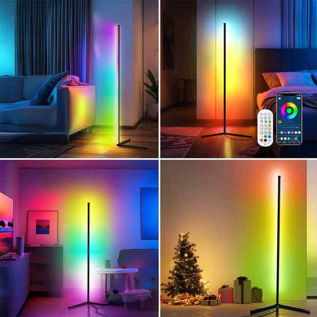 1/2 Pack Corner Floor Lights -16Million DIY Color Changing, RGB Smart Modern Lights with Remote Control and APP Control USB Plug