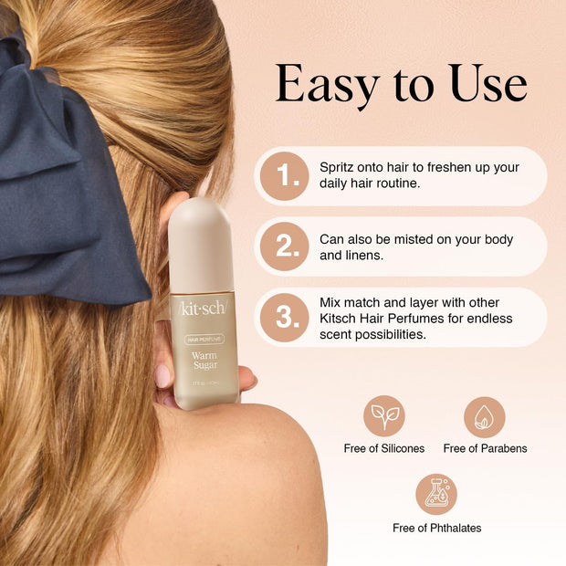 Warm Sugar Hair Perfume for Women - Clean, Deodorizing, and Patented Odor-Eliminating Technology, Body Mist - Freshen Hair, Body & Pillows - Sweet Pink Grapefruit & Warm Vanilla Scent - 50Ml