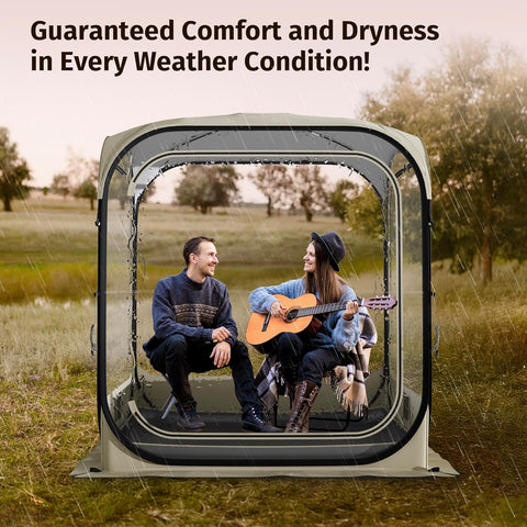 Weather Pod for Sport Events, Fishing & Outdoors | Pop up Bubble Tent Instant Sun & Rain Shelter | No Condensation, Spacious Interior, Ultra Visibility | All Weather Protection | 2-3 Persons