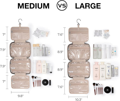 Large Toiletry Bag Travel Bag with Hanging Hook, Water-Resistant Makeup Cosmetic Bag Travel Organizer for Accessories, Shampoo, Full Sized Container, Toiletries