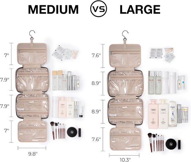 Large Toiletry Bag Travel Bag with Hanging Hook, Water-Resistant Makeup Cosmetic Bag Travel Organizer for Accessories, Shampoo, Full Sized Container, Toiletries