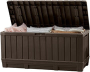 Kentwood 92 Gallon Resin Deck Box-Organization and Storage for Patio Storage Box Outdoor Cushions, Throw Pillows, Garden Tools and Pool Floats, Brown