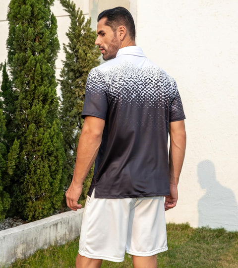 Mens Golf Shirt Dry Fit Athletic Polo Shirts Moisture Wicking Performance 3D Print Short Sleeve