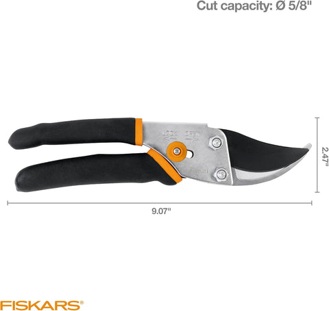 Bypass Pruning Shears, 5/8-Inch Cut Capacity Garden Clippers, Gardening Scissors with Sharp, Rust Resistant Steel Blade