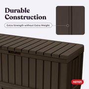 Kentwood 92 Gallon Resin Deck Box-Organization and Storage for Patio Storage Box Outdoor Cushions, Throw Pillows, Garden Tools and Pool Floats, Brown