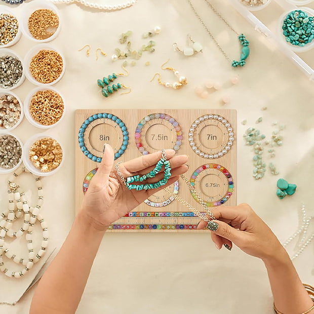 Bead Board for Jewelry Making, Bamboo Beading Board for Jewelry Bracelet Making, DIY Bracelet Bead Board