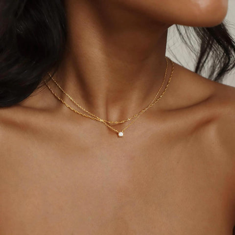 Diamond Necklaces for Women, Dainty 14K Gold/Sterling Silver Choker Necklace Simple Gold Plated CZ Jewelry Necklaces for Women Trendy Gifts