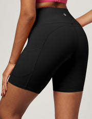 Biker Shorts Women 6" Tummy Control Workout Shorts Women with Pockets High Waisted Yoga Running Gym Spandex Compression