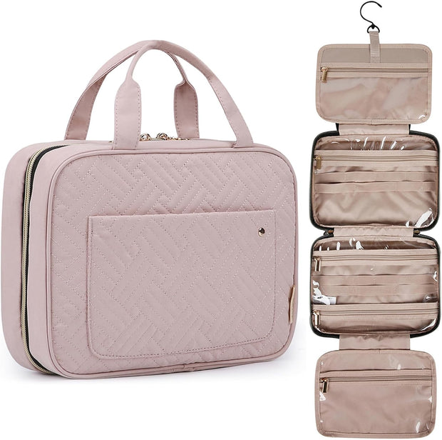Large Toiletry Bag Travel Bag with Hanging Hook, Water-Resistant Makeup Cosmetic Bag Travel Organizer for Accessories, Shampoo, Full Sized Container, Toiletries