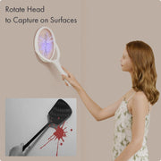 Rotating Head Electric Fly Swatter Racket Rechargeable Bug Zapper Racket Bug Zapper Indoor Fly Zapper Mosquito Zapper Flies Killer for Indoors, with a Telescopic Extension