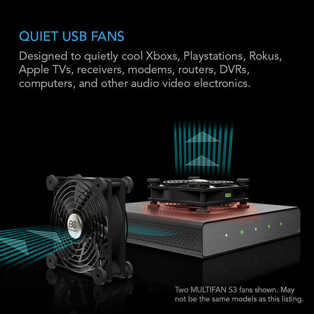 MULTIFAN S7, Quiet Dual 120Mm USB Fan, Ul-Certified for Receiver DVR Playstation Xbox Computer Cabinet Cooling