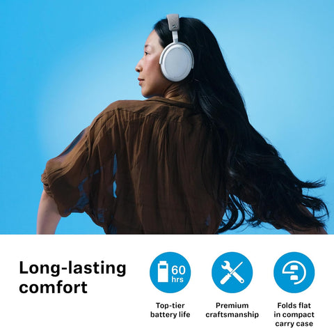 Consumer Audio Momentum 4 Wireless Headphones - Bluetooth Headset for Crystal-Clear Calls with Adaptive Noise Cancellation, 60H Battery Life, Lightweight Folding Design, Black (509266)